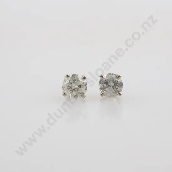 14ct White Gold Single Diamond Stud Earrings