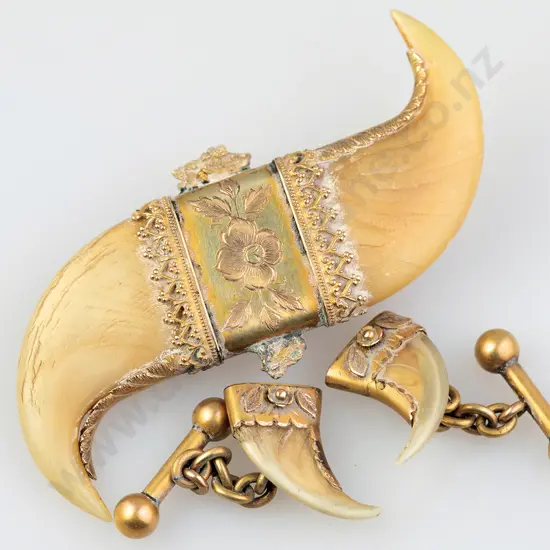Victorian Double Tiger Claw Brooch