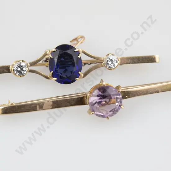9ct SIngle Amethyst Bar Brooch
