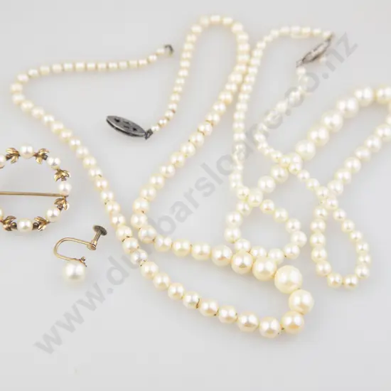 Two Single Strand Graduated Pearl Necklaces