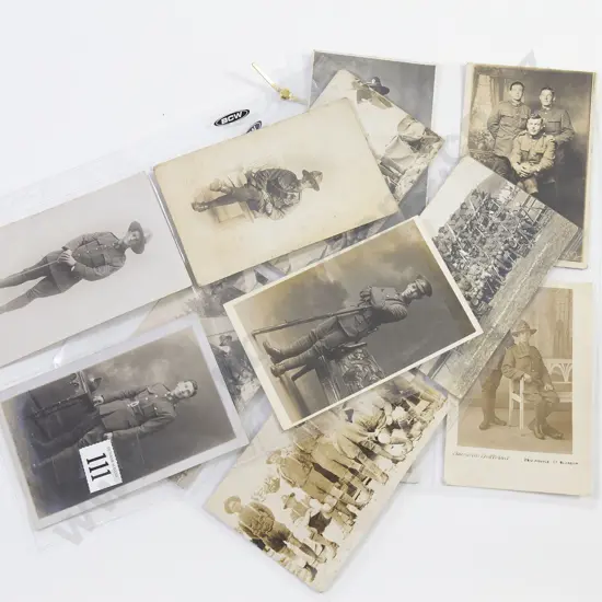 Twelve WWI Military Image Postcards