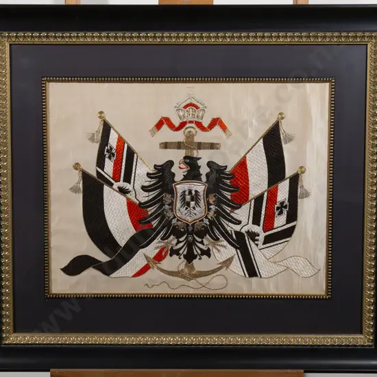 Early C20th (WWI) Imperial German Naval Embroidered Coat of Arms