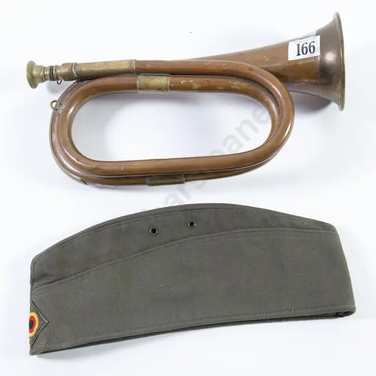 Brass and Copper Bugle and military side cap