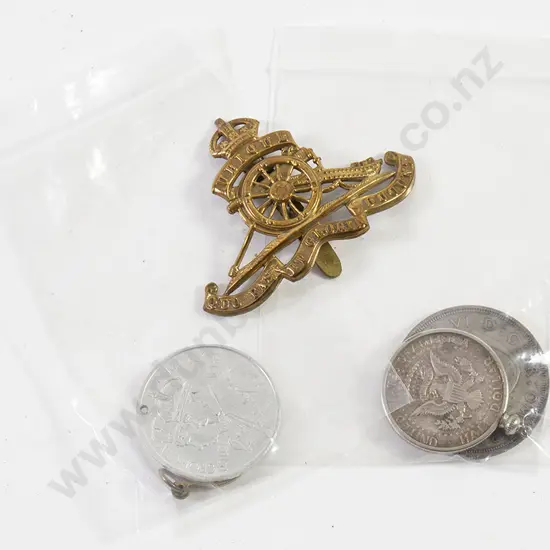 Collection of; Artillery cap badge