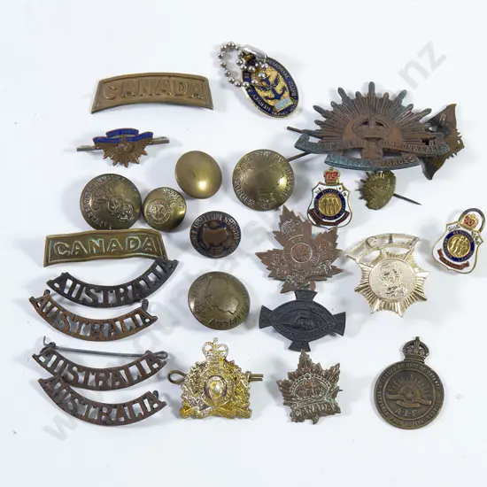 Small Collection Australia and Canada Military Badges and Buttons