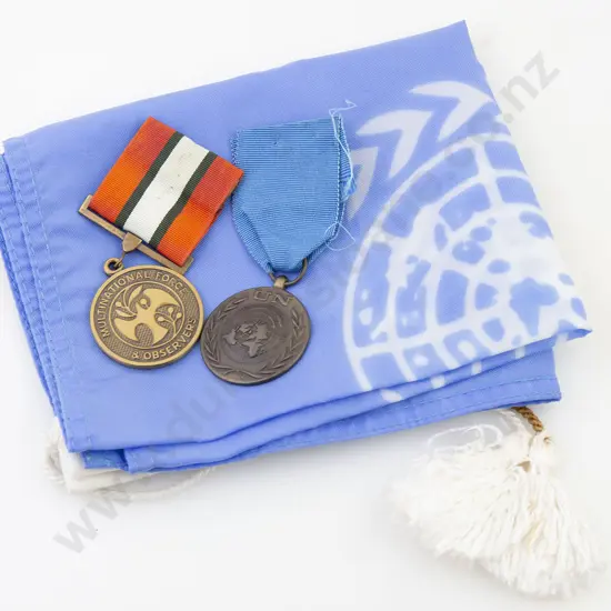 Two UN Medals and Flag