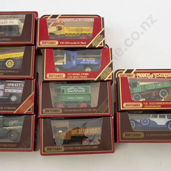 Ten Red Boxed Matchbox Models of Yesteryear