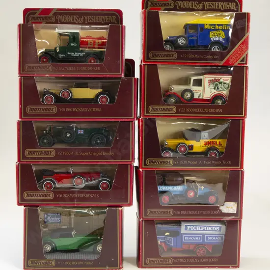 Ten Red Boxed Matchbox Models of Yesteryear