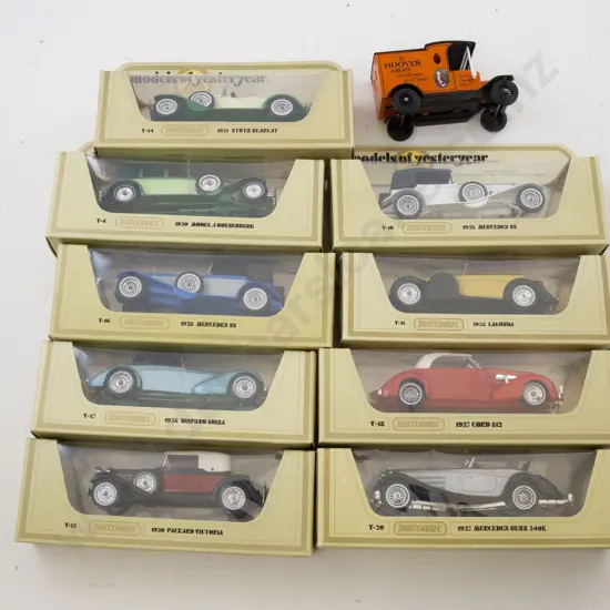Ten Yellow Boxed Matchbox Models of Yesteryear