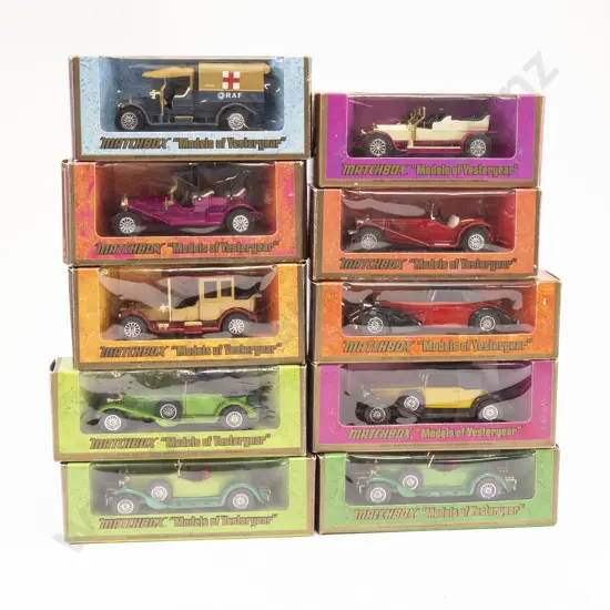 Ten Woodgrain Boxed Matchbox Models of Yesteryear