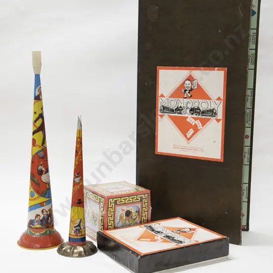 Made in USA Two Printed Tinplate Trumpets