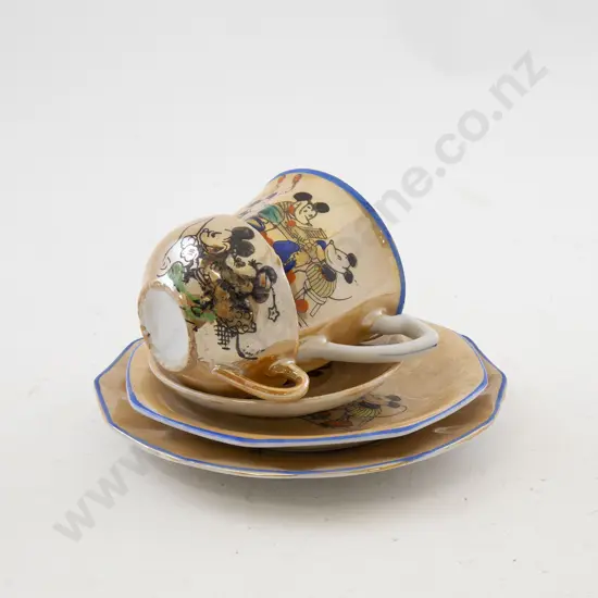 Vintage Japanese Childs Teacup Saucer and Plate