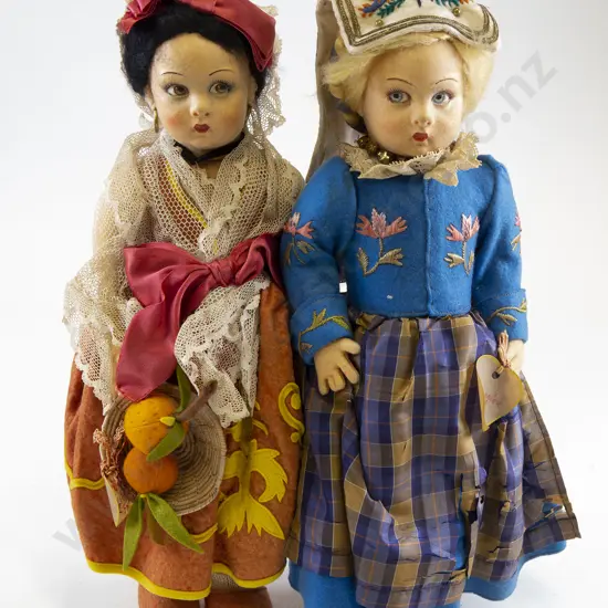 Two Lenci Cloth National Costume Dolls