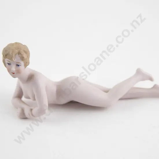 Early C20th German Bisque Bathing Beauty Reclining Figure