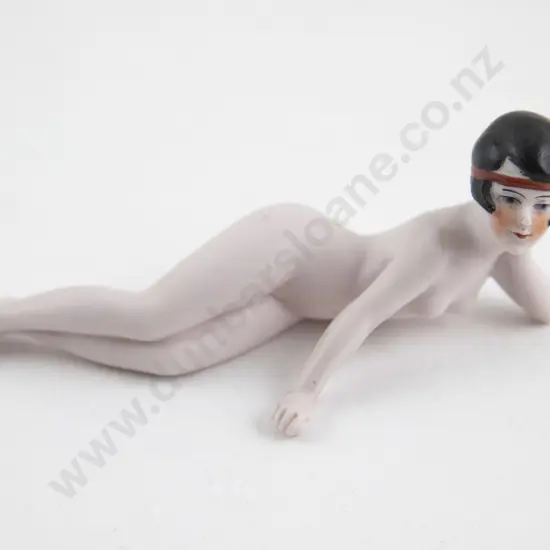Early C20th German Bisque Bathing Beauty Reclining Figure