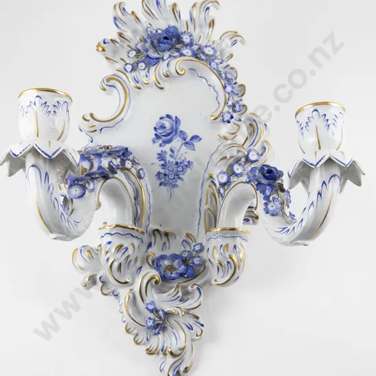 A Pair Of Dresden Porcelain Girandole Wall Sconces