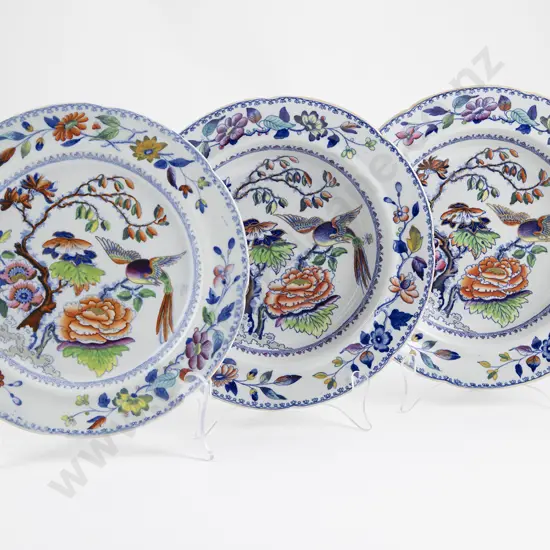 Three C19th Davenport Ironstone Plates