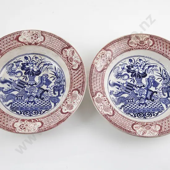 Pair of Late C19th J & M P Bell & Co Glasgow Pottery Plates