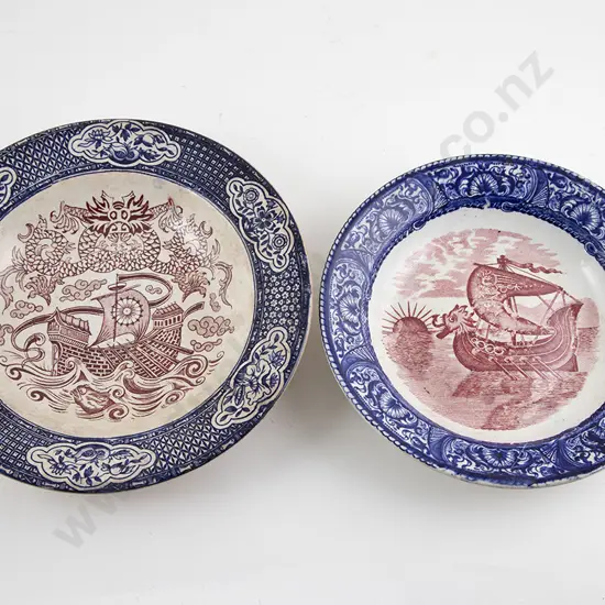 Two Late C19th J & M P Bell & Co Glasgow Pottery Plates