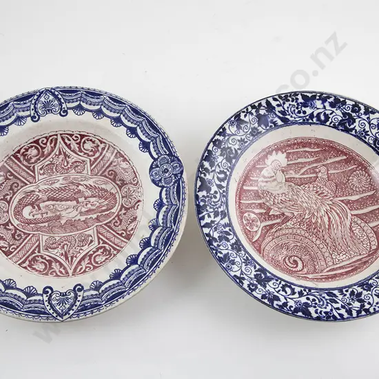 Two Late C19th J & M P Bell & Co Glasgow Pottery Plates