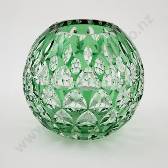 Green Flashed Globular Glass Bowl