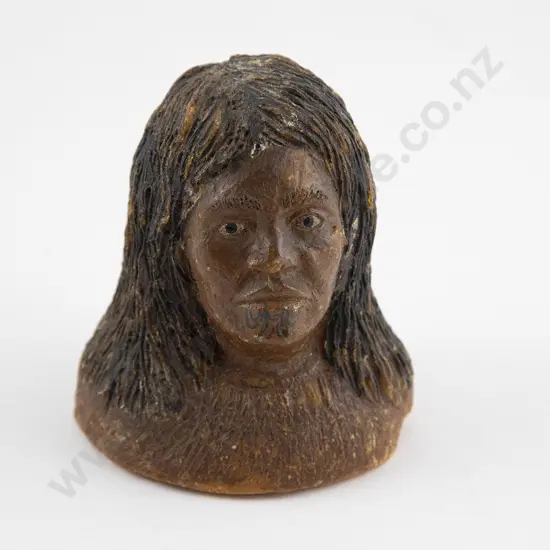 NZ Colonial Carved Kauri Wahine Bust