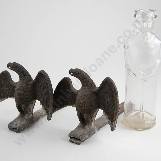 Pair Cast Iron Eagle Fire Dogs
