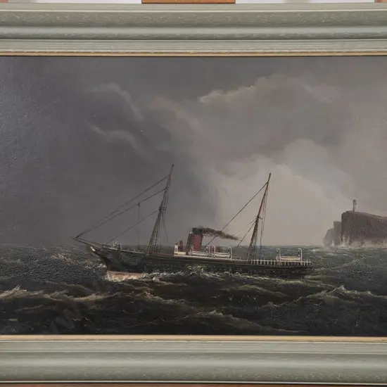 Vict Study Of An English Steamship Off The Coast