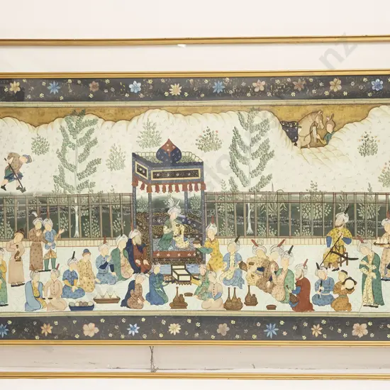 Large C19th Mughal School Study Maharaja and Attendants