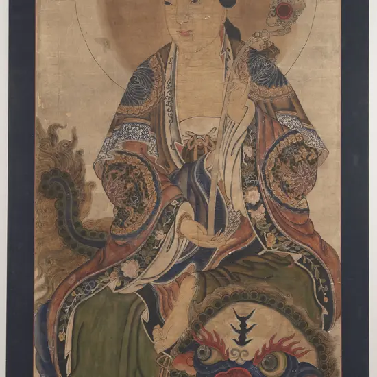 Large Antique Chinese Scroll Portrait of Guanyin