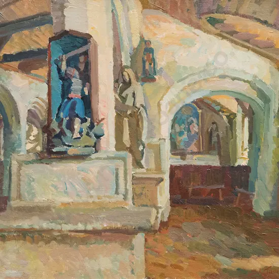 Sydney Lough Thompson (1877-1973) -  Interieur Chapelle Locmaria