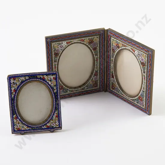 Two C1900 Italian Grand Tour Micro Mosaic Photo Frames