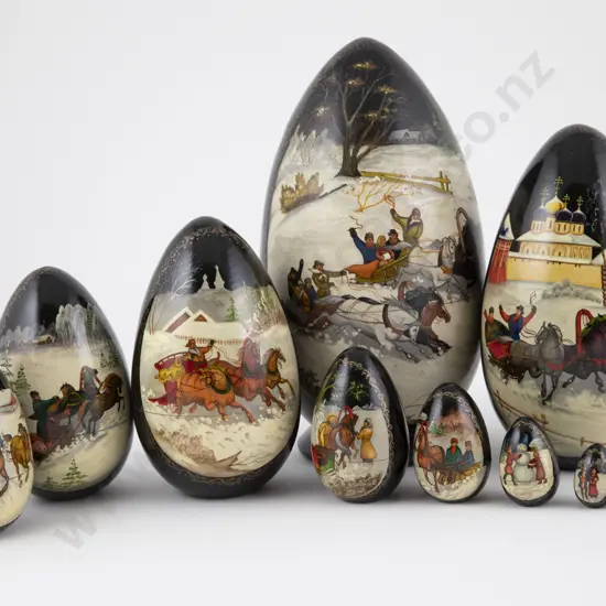 Set Ten Russian Graduated Lacquered Eggs