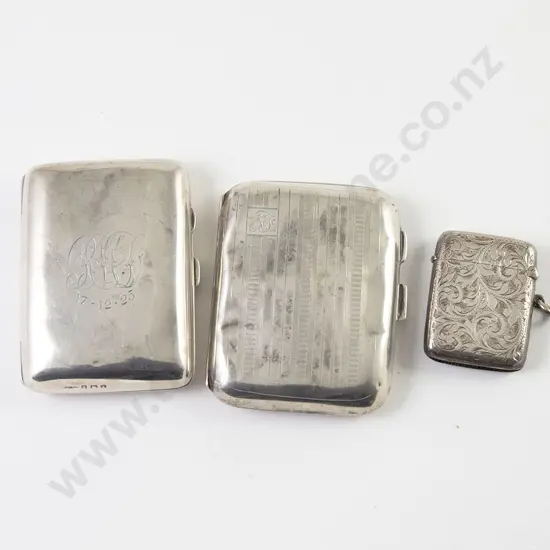 Two S/S Cigarette Cases & Vesta Case