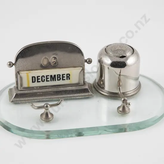 Art Deco Glass & Nickel Plated Deskstand