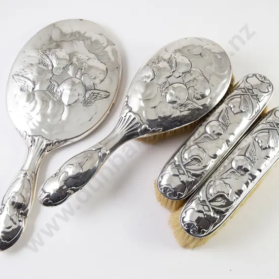 Edw VII S/S Backed 4 Piece Dressing Table Set