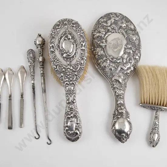 Eight Various S/S Dressing Table Accessories