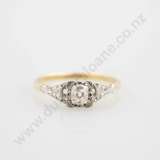Art Deco 18ct & Platinum Solitaire Diamond Ring