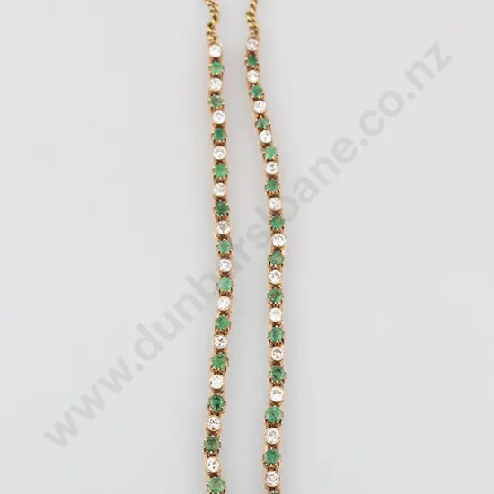 Early C20th 14ct 61stone Emerald and Diamond Necklace
