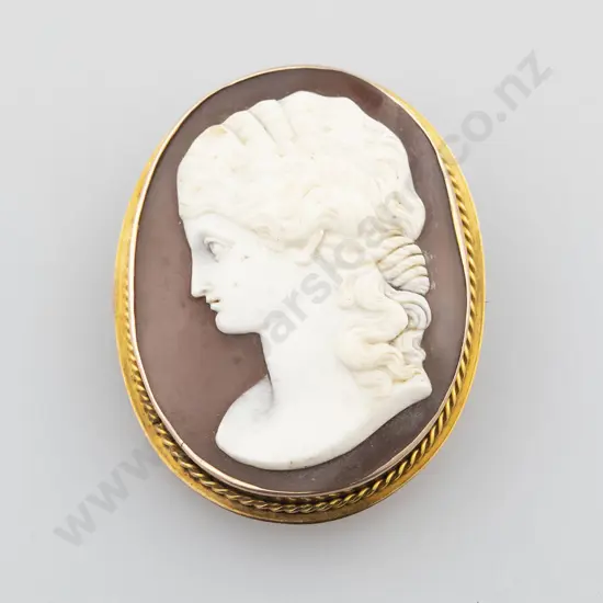 Victorian 9ct Framed Classical Portrait Cameo Brooch