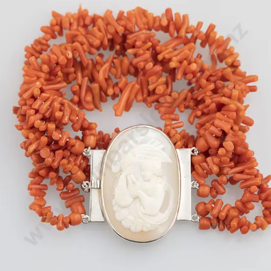 Victorian SIx Strand Red Coral Bracelet