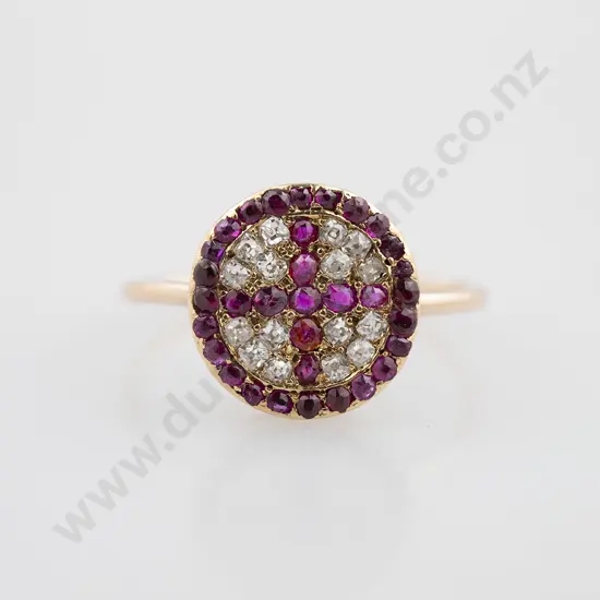 Late Victorian 18ct Ruby & Diamond Cluster Ring