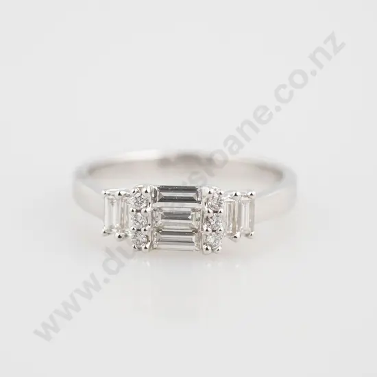 18ct White Gold Modern 13stone Diamond Bridge Ring