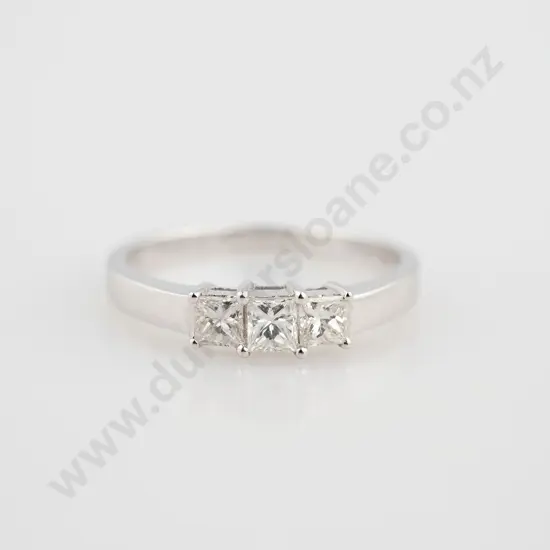 18ct White Gold Three Stone Diamond Bridge Ring