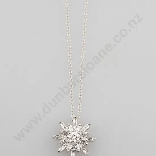 14ct Nine Stone Diamond Star Cluster Pendant