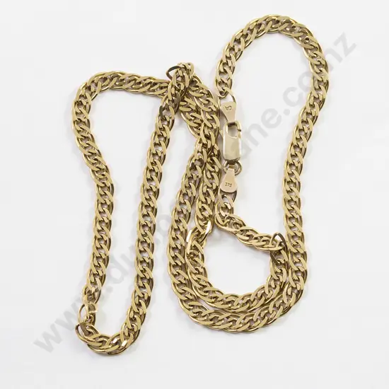 9ct Double Flattened Curb Link Neck Chain