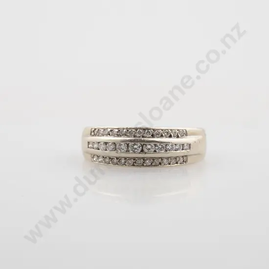 9ct White Gold 35stone Diamond Band Ring