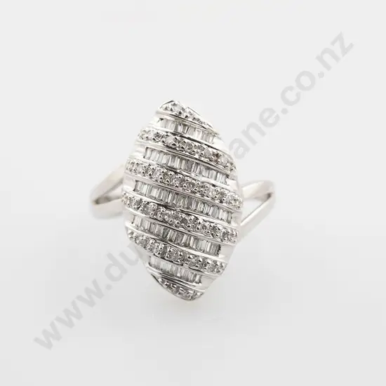 10ct White Gold 83stone Diamond Fancy Dress Ring