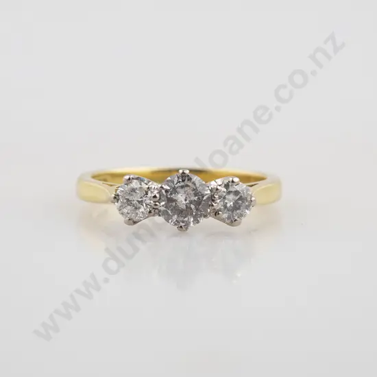 18ct Three Stone Diamond Bridge Ring