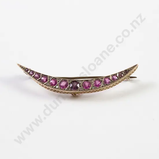 Edwardian 13stone Pink Peridot Crescent Brooch